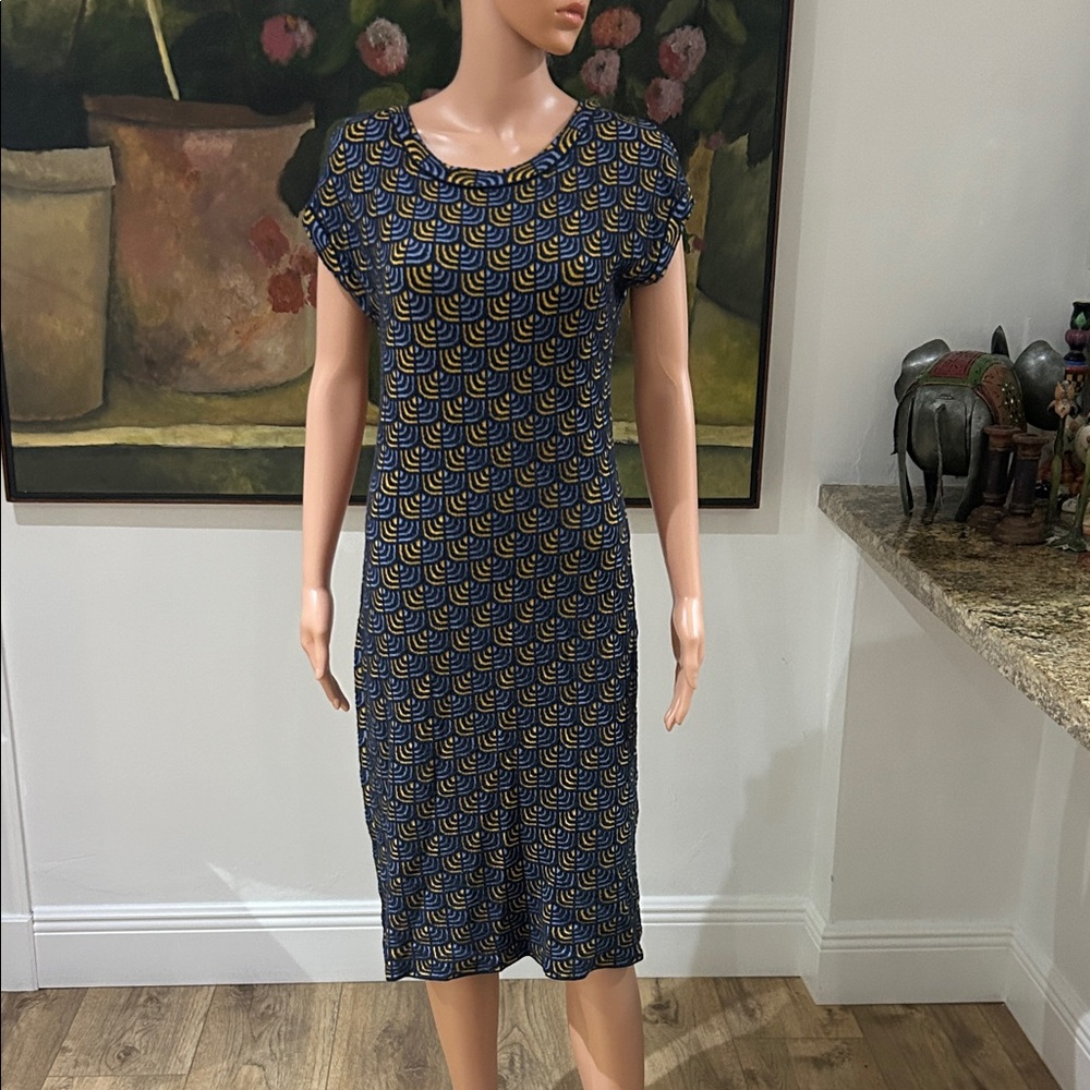 M missoni rare blue and yellow knit short sleeve dress